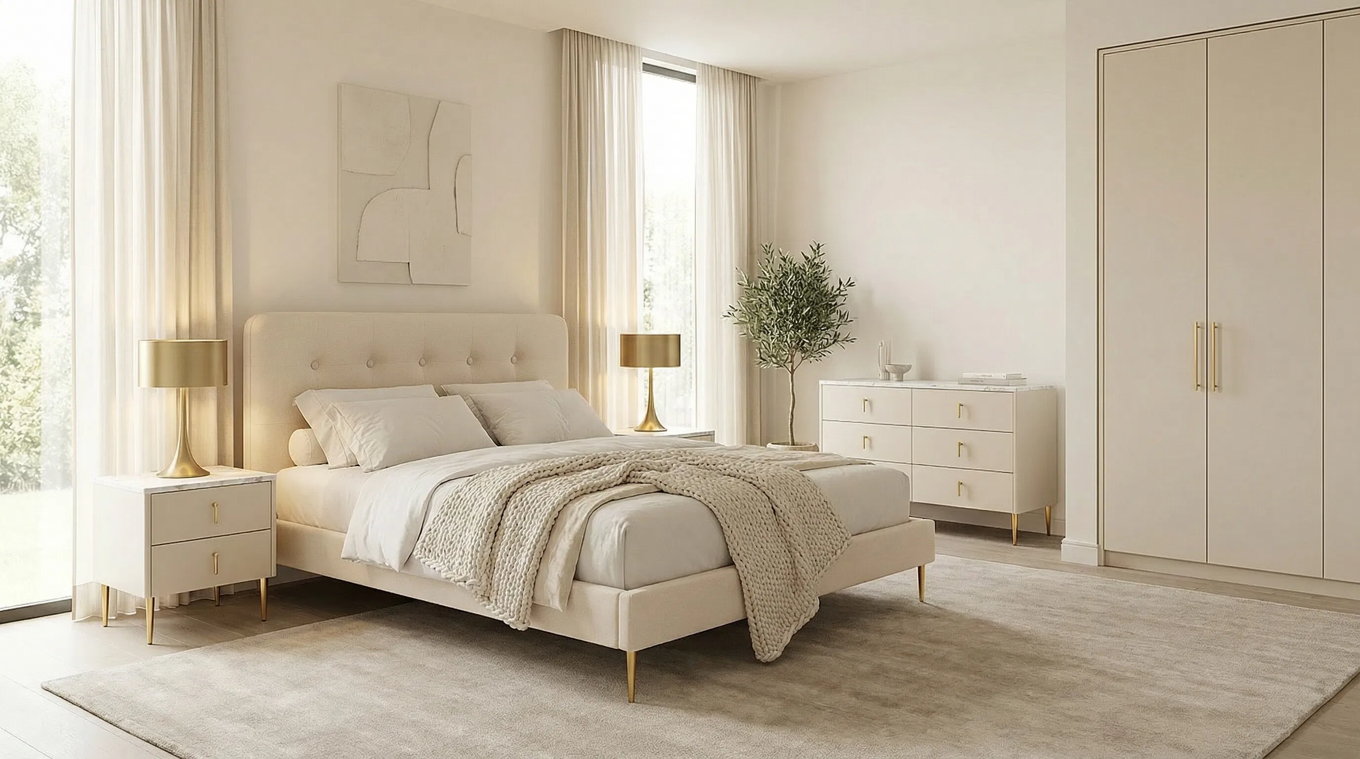 غرفة نوم + معيشة نيو كلاسيك